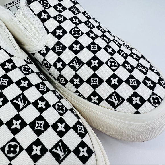 Vans x Louis Vuitton Unisex White Black Checkered Slip-On Monogram Sneaker NEW - Picture 2 of 9